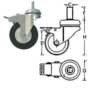 RUOTA FIL.M10 CON FRENO MM.60 NERA