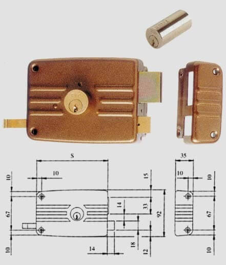 SERRATURA APPLICARE E.40 CIL. FISSO DX