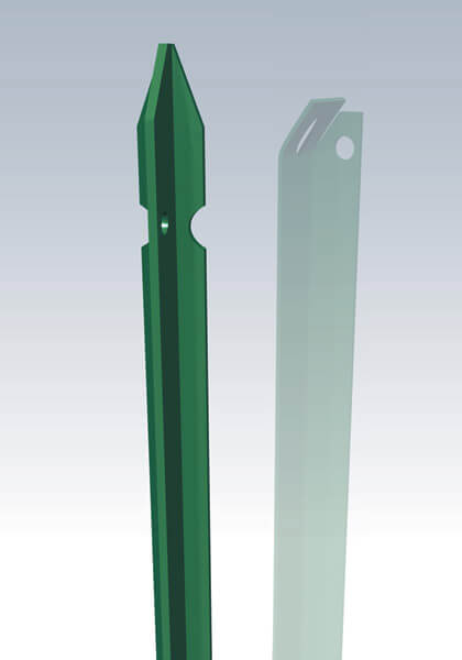 PALETT0 A 'T' DA 30 MM VERNICIATO VERDE H.125 CM