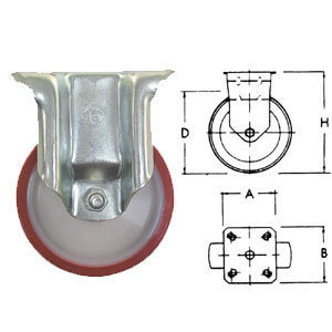 RUOTA CON SUPPORTO FISSO POLIURETANO 100X30