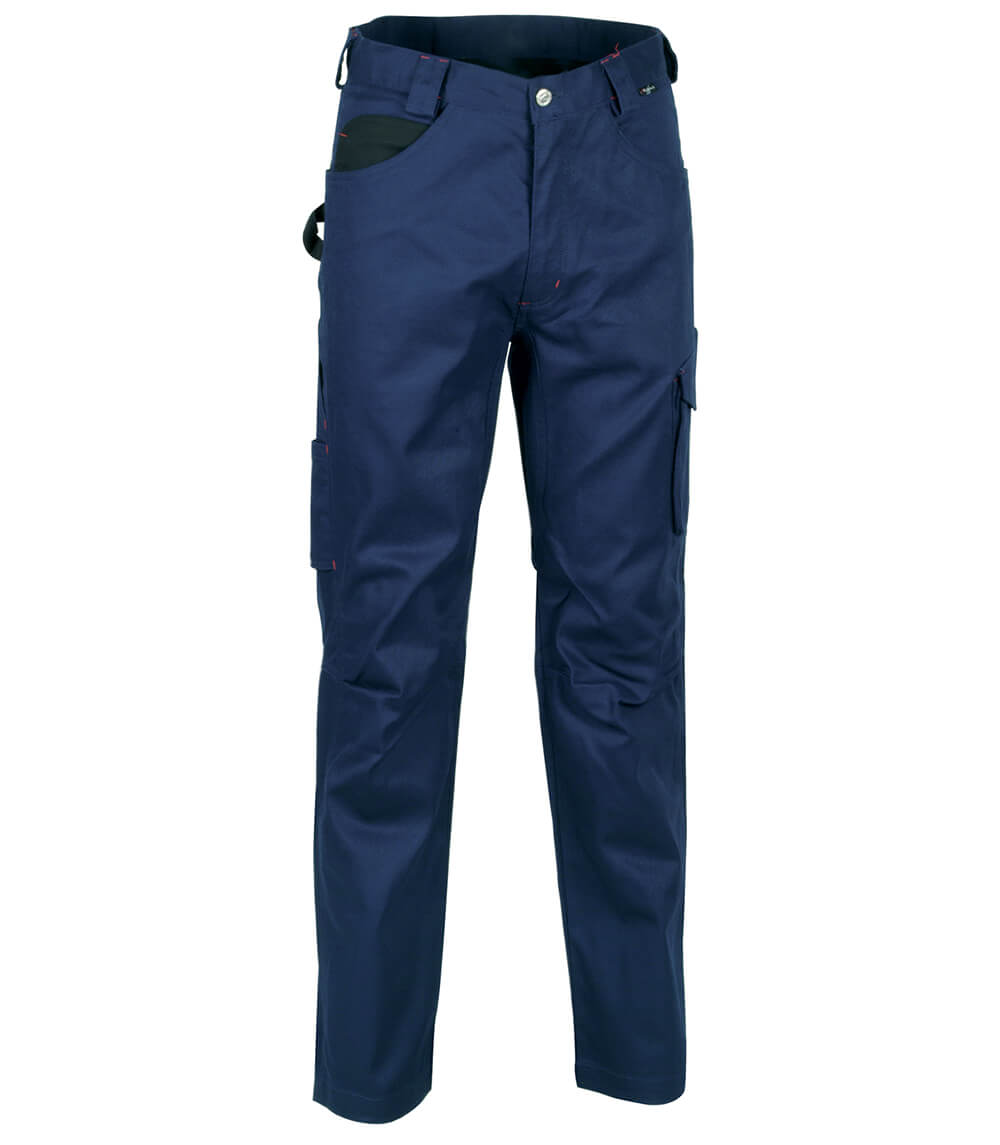 PANTALONE COTONE POLIESTERE BLU/NERO 48