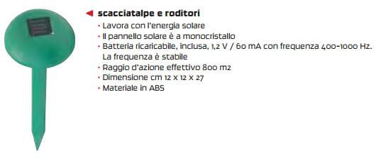 SCACCIA RODITORI AD ENERGIA SOLARE