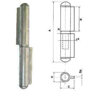 CERNIERE A TAPPO PERNO FISSO MM.200