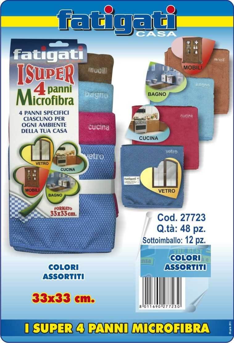 SUPER 4 PANNI MICROFIBRA 33X33CM.