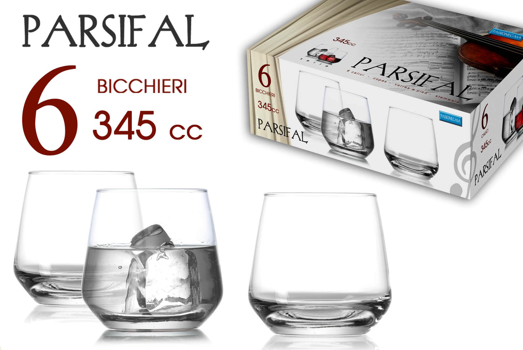 SET 6 BICCHIERI ACQUA PARSIF 345CC. TRASPARENTE