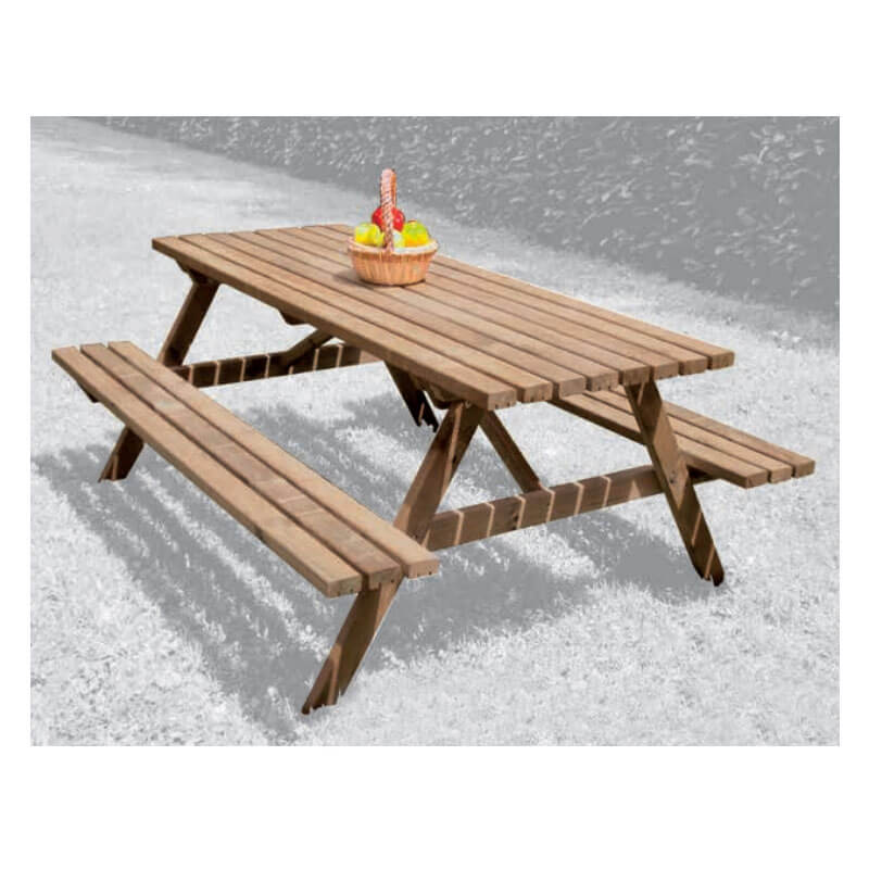 TAVOLO PICNIC CON PANCHE 71X160X180