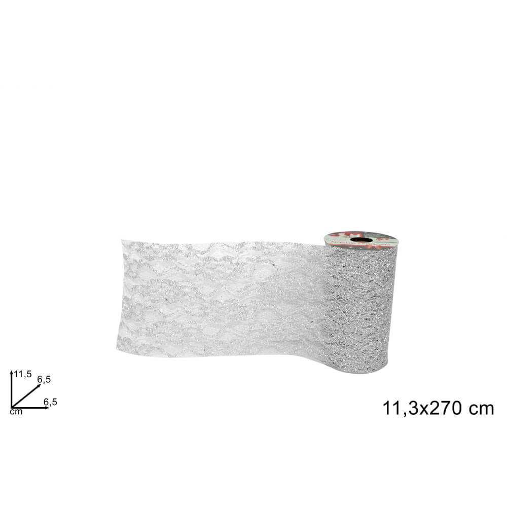 NASTRO ORGANZA MERLETTO 11.3X2.70MT ARGENTO