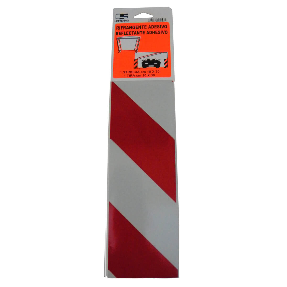 STRISCIA RIFRANGENTE MM.10X300 ROSSA/BIANCO DX