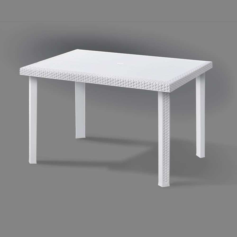 TAVOLO RESINA RATTAN 120X80 BIANCO