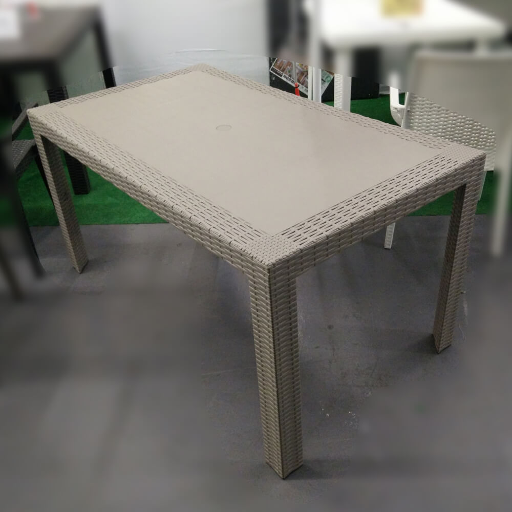 TAVOLO RESINA RATTAN 140X80 TORTORA