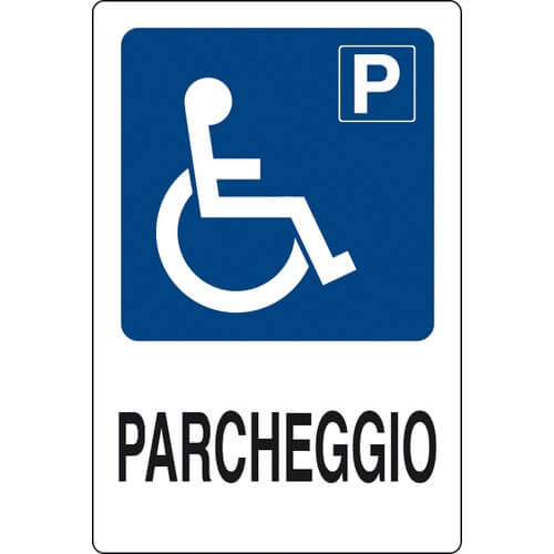 CARTELLO ALLUMINIO 30X20 PARCHEGGIO DISABILI