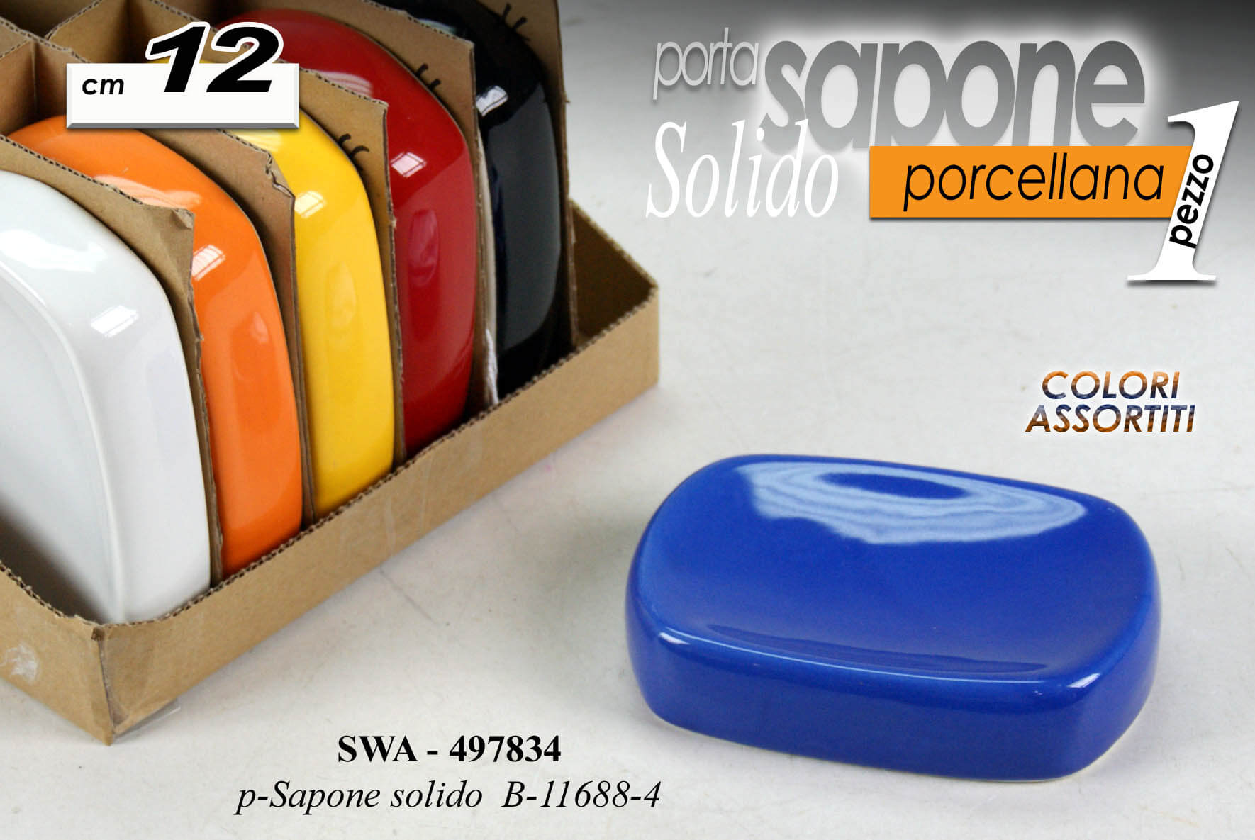 *PORTASAPONE SOLIDO CM.12 COLORI ASSORTITI