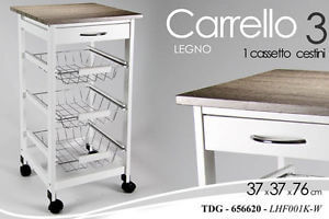 CARRELLO H.76 BIANCO/GRIG 37X37XH76