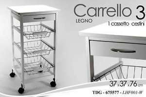 CARRELLO CUCINA CM.37X76 BIANCO