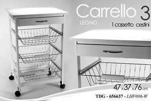 CARRELLO CUCINA CM.47X76 BIANCO