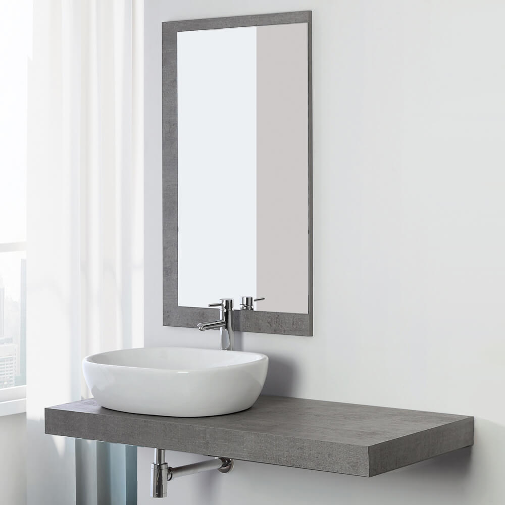 SHELF MOBILE BAGNO CM.120 CEMENTO CON SPECCHIO