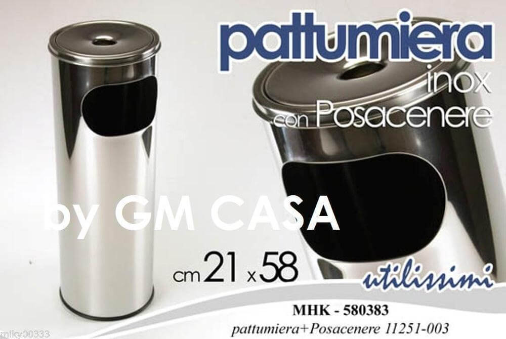 PATTUMIERA+POSACENERE CM.20.5X58 ACCIAIO