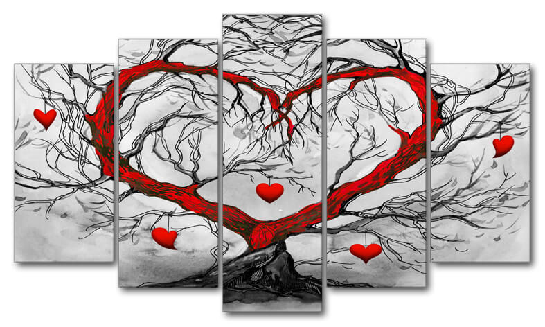 *QUADRO 5 PEZZI VOGUE CM.66X115 L'ALBERO DELL'AMOR