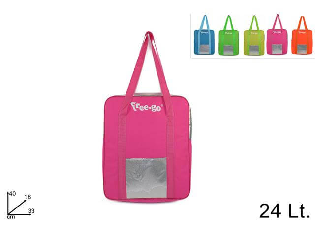 BORSA FRIGO 24LT CON MANICI 5COLORI FLUO