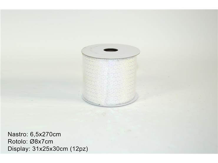 NASTRO PAILLETTES CM.6.5X270 BIANCO