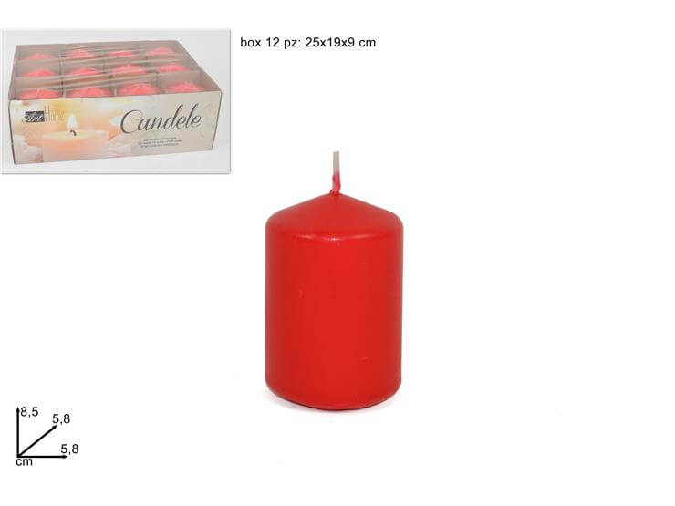 CANDELA CILINDRO CM.5.8X.5 ROSSO