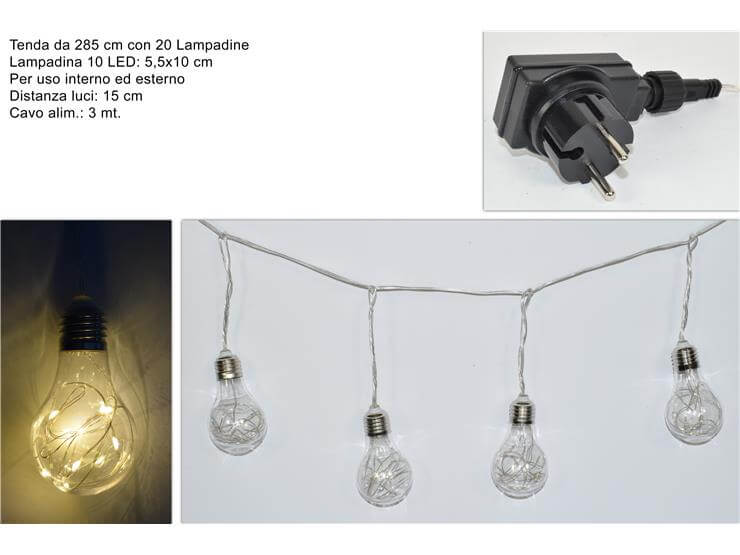 TENDA 20LAMPADINE LED LUCE CALDA