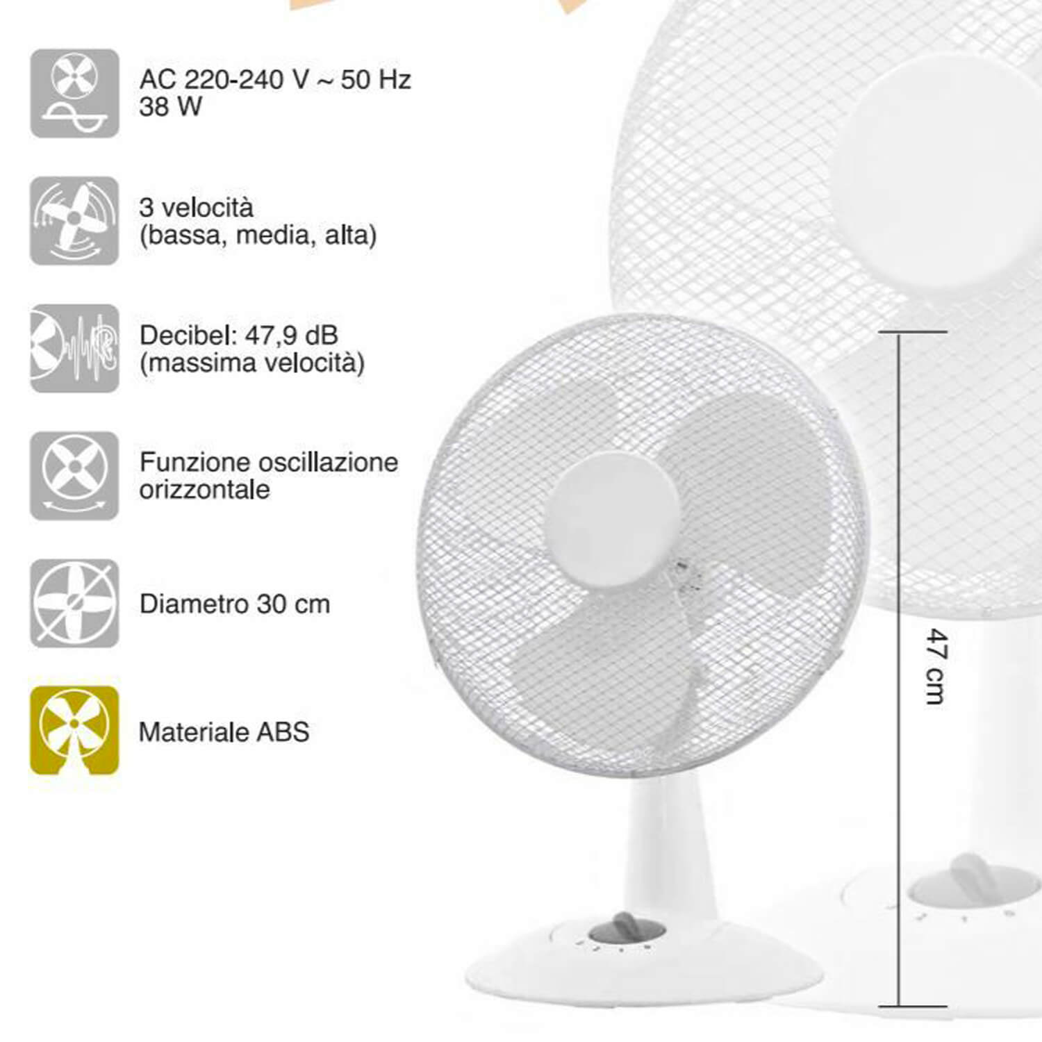 VENTILATORE  DA TAVOLO CM.30