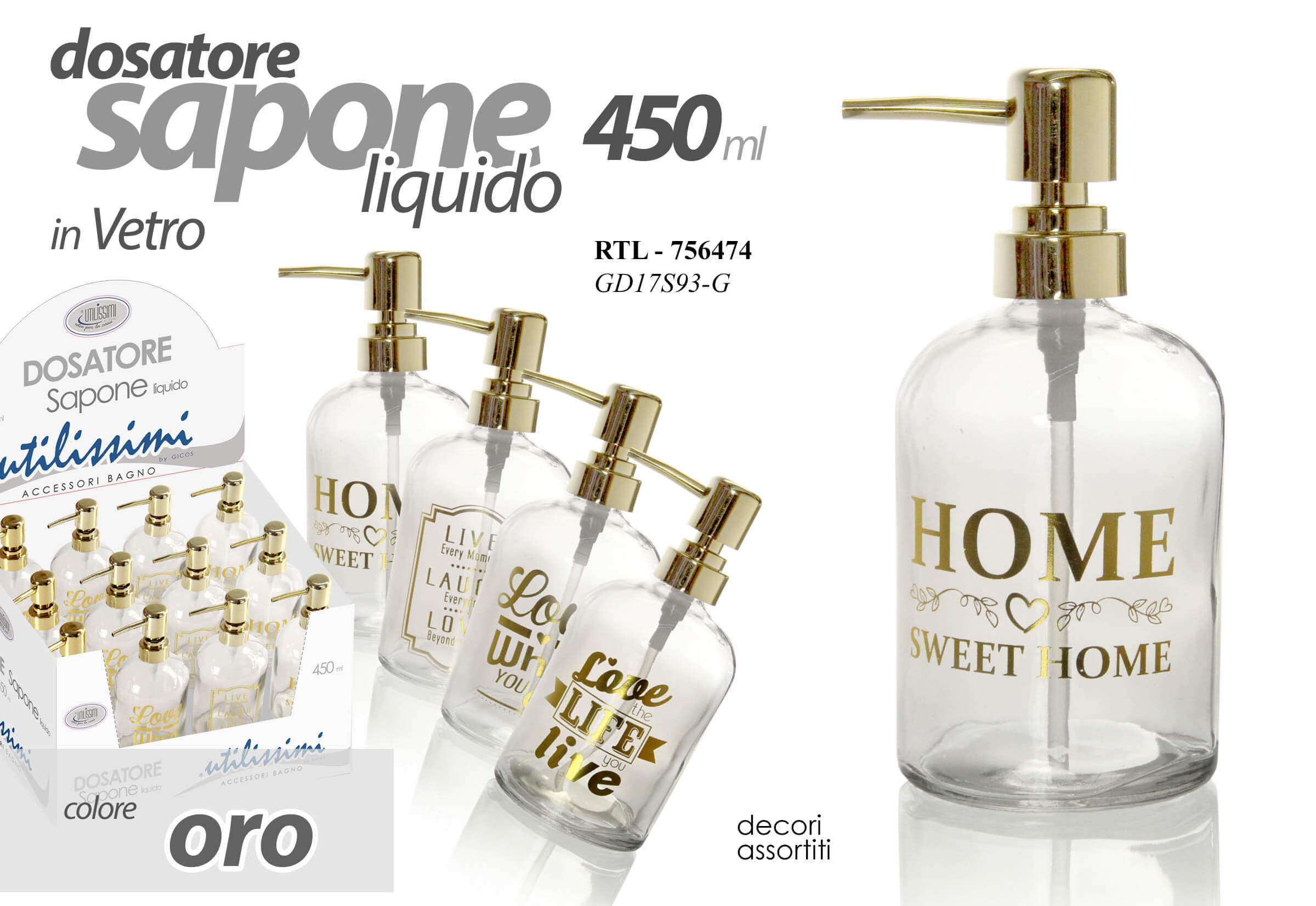 DOSATORE SAPONE ORO 450ML.