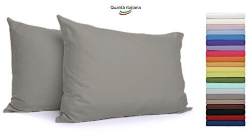 *COPPIA FEDERE COTONE CM. 50X80 GRIGIO