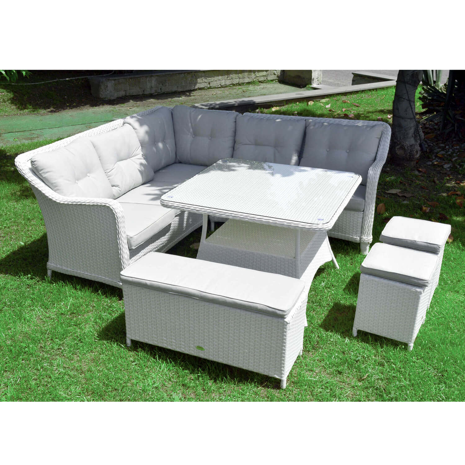 SALOTTO AD ANGOLO POLYRATTAN BIANCO