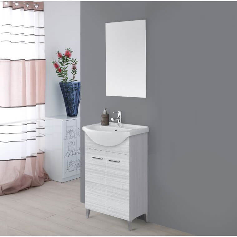 MOBILE BAGNO C/SPECCHIO CM.56X87H GRIGIO SBIANCATO