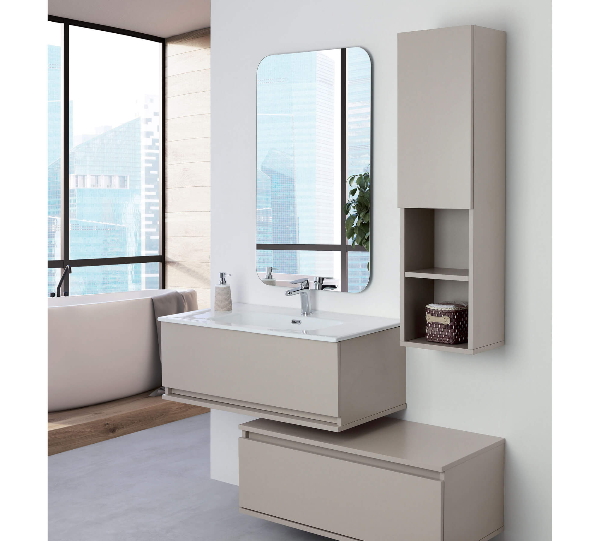 MOBILE BAGNO CM.90 2 CASSETTI TORTORA PASTELLO