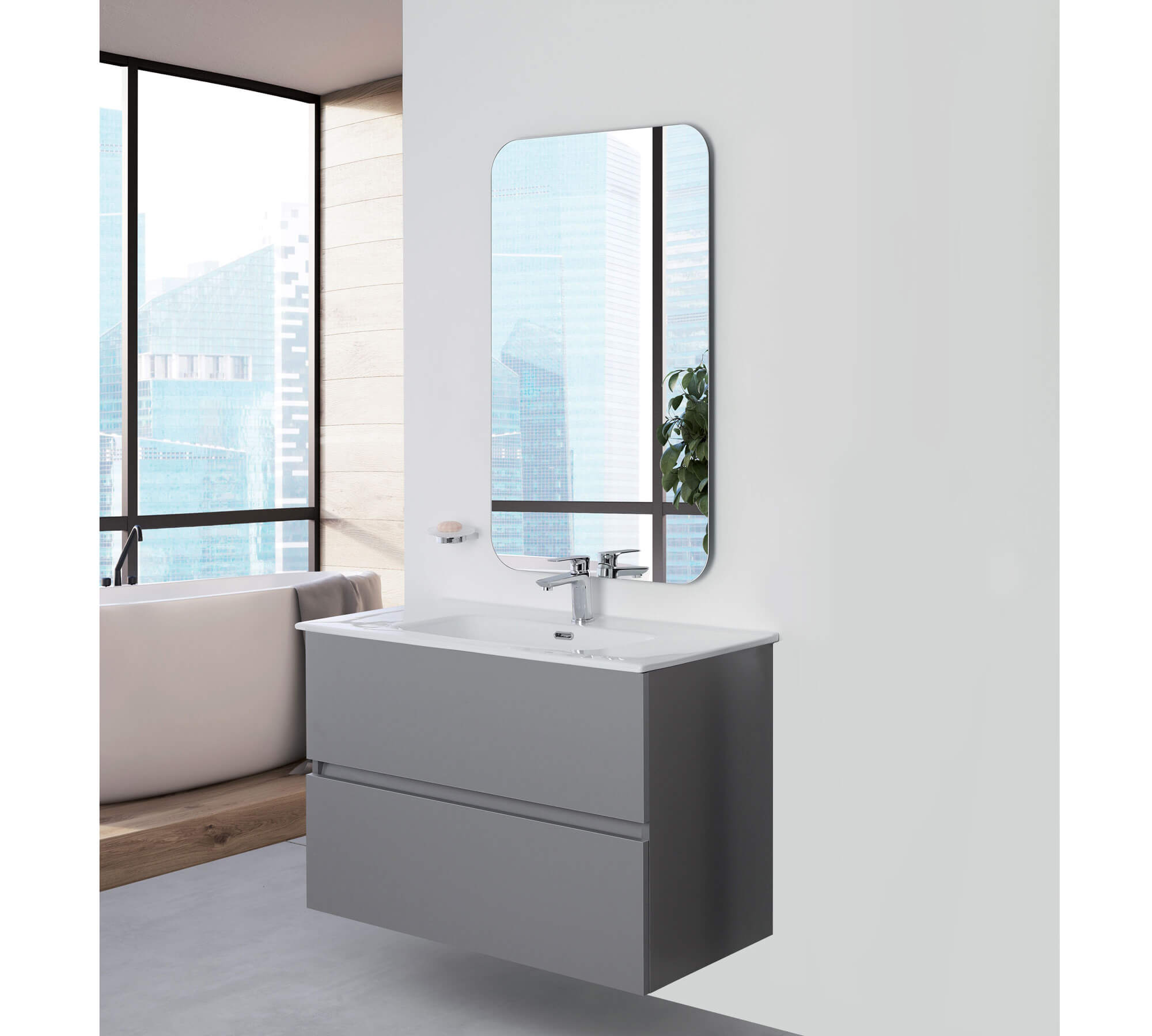 *MOBILE BAGNO CM.90 2 CASSETTI GREY PASTELLO