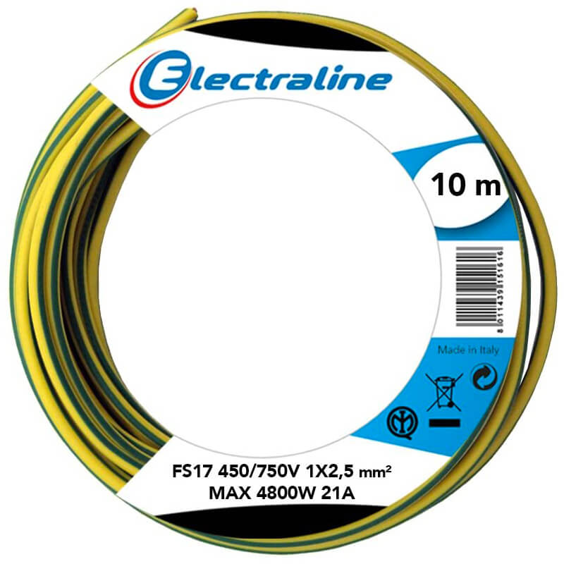 CAVO ELETTRICO FS17 1X2.5 MT10 GIALLO/VERDE