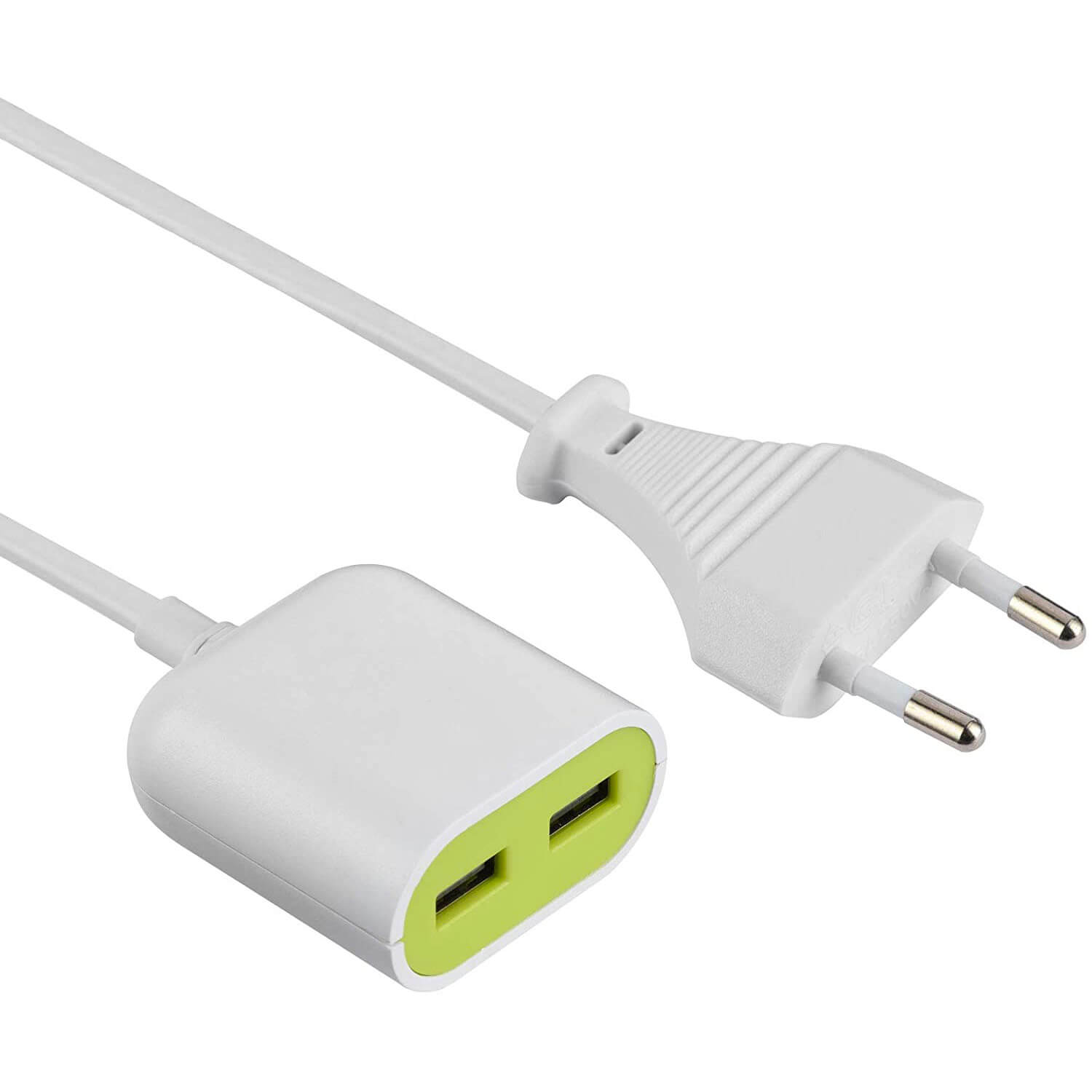 PROLUNGA 2USB OUTPUT 2.4A CAVO 1.5MT BIANCO/VERDE