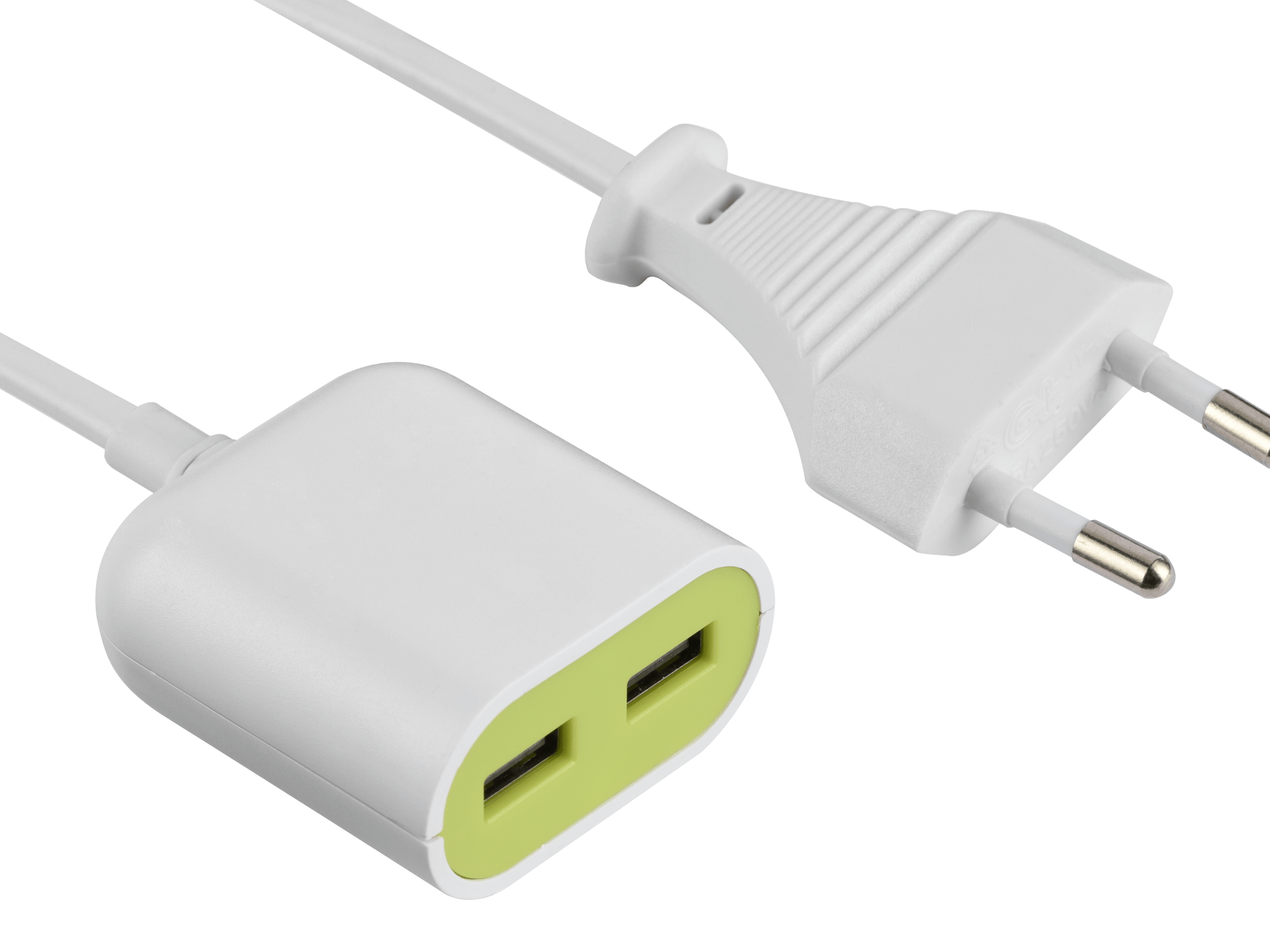 PROLUNGA 2USB OUTPUT 2.4A CAVO 1.5MT BIANCO/VERDE