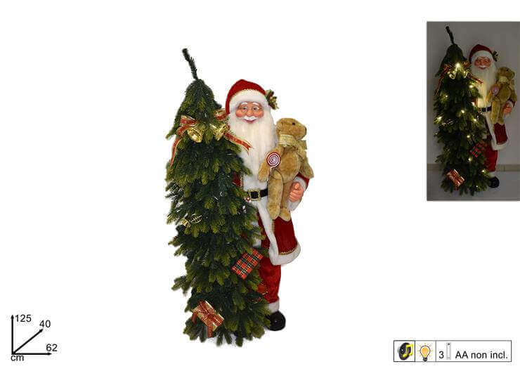 *BABBO NATALE CON ALBERO-LUCI-SUONO CM.125