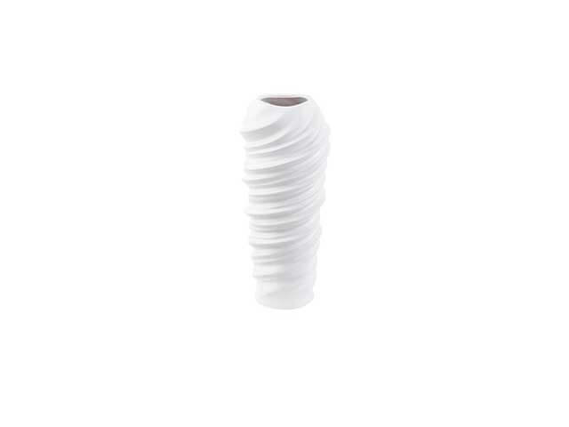 VASO CERAMICA POLKA D.14X32.5H BIANCO