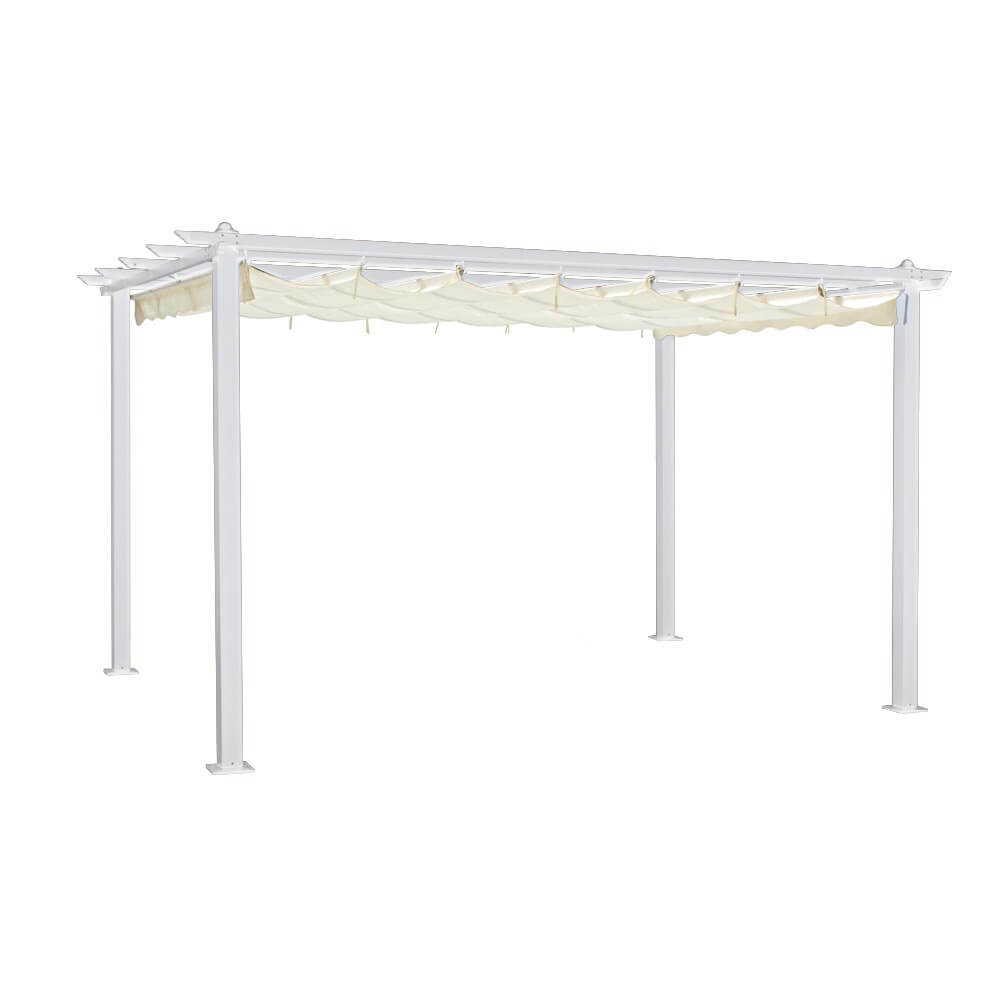 GAZEBO ALLUMINIO 3X3 BIANCO TELO BEIGE