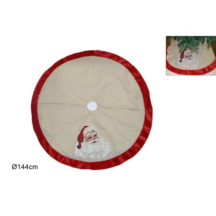 TAPPETO ALBERO D.144 BABBO NATALE BEIGE/ROSSO