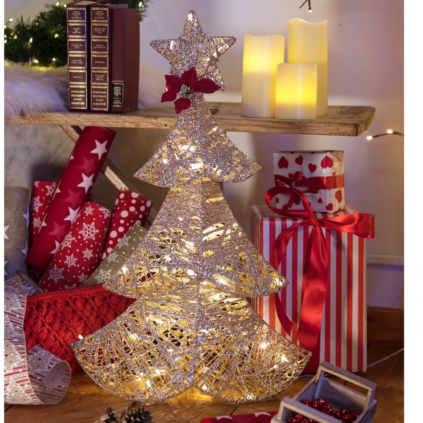 ALBERO NATALE GOLDEN 64LED LUCE CALDA