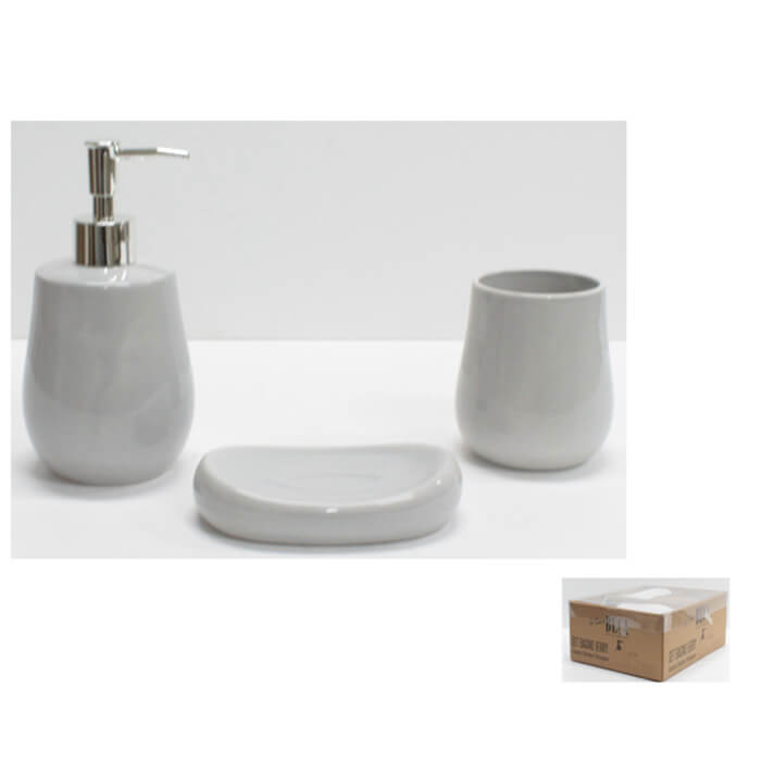 *JERRY SET BAGNO CERAMICA GRIGIO PZ.3