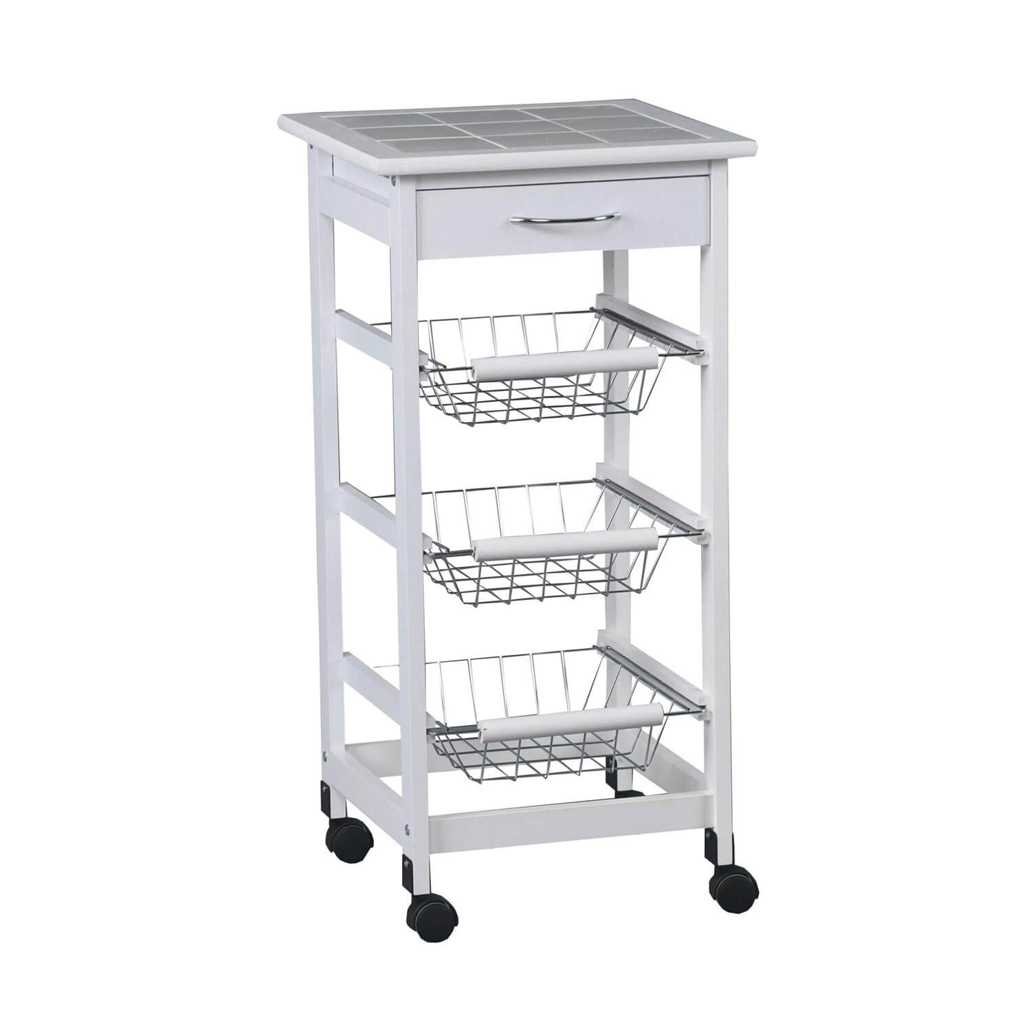 CARRELLO 3 CESTI CM.37X37X76 BIANCO