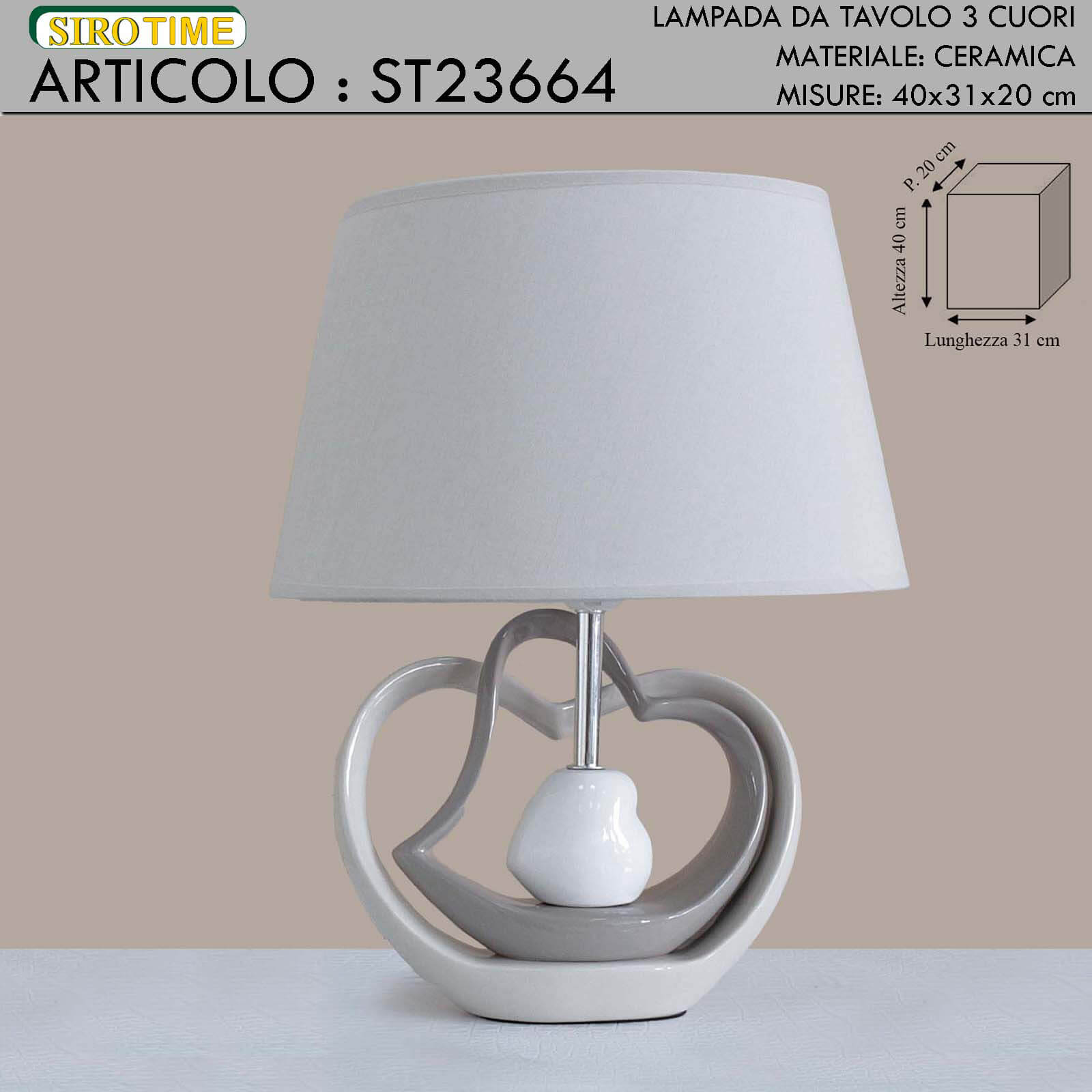 LAMPADA GRIGIO/BIANCO E CROMO CM.50