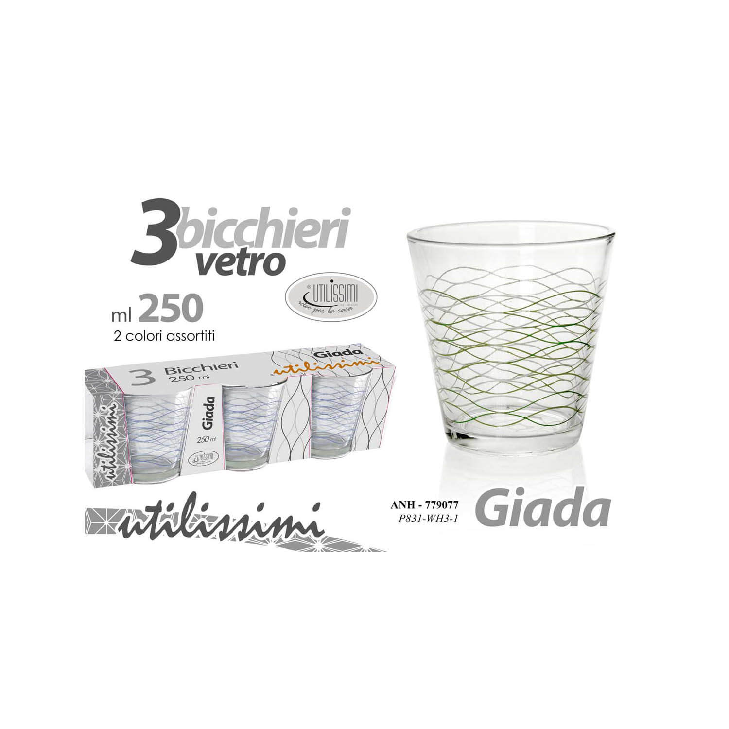 SET 3 BICCHIERE GIADA 250 ML