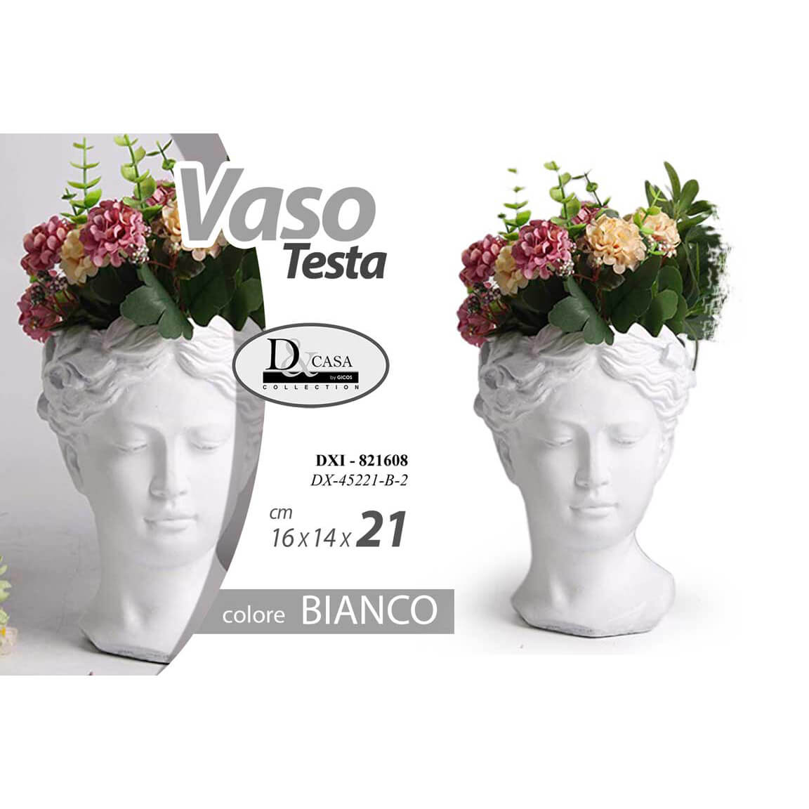 VASO TESTA BIANCA CM. 16X14X21H