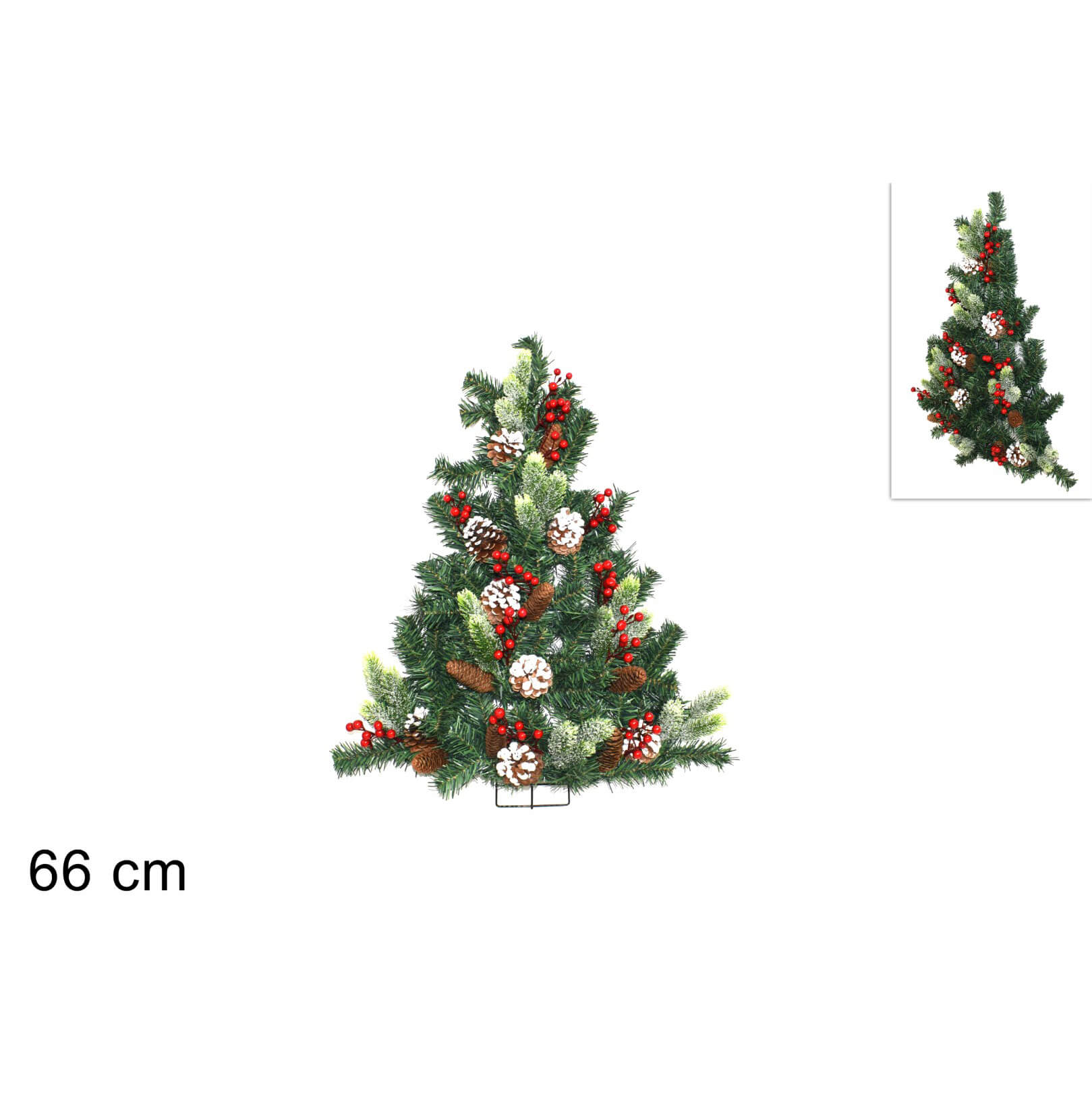 ALBERO DI NATALE A PARETE CM.66 C/PIGNE E BACCHE