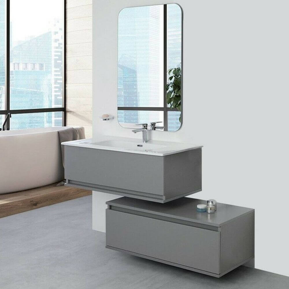 MOBILE BAGNO CM.90 2 CASSETTI GRIGIO PASTELLO