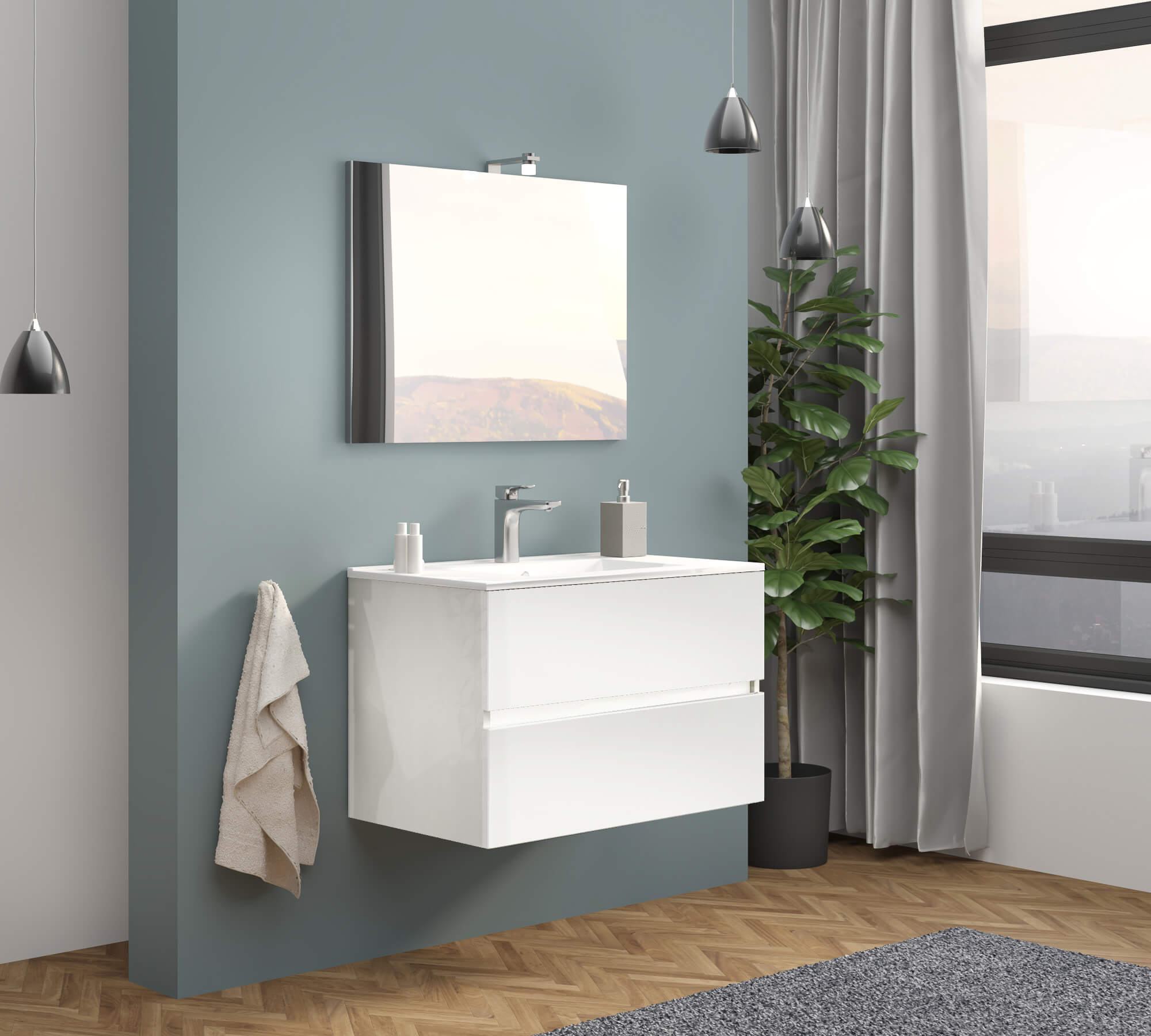 MOBILE BAGNO SOSPESO EASY80 BIANCO LUCIDO