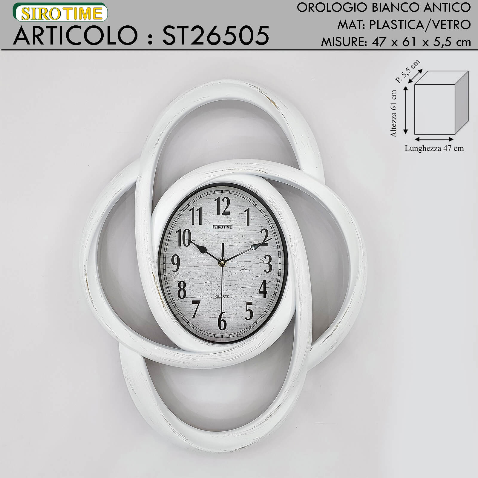 OROLOGIO BIANCO CM. 47X61H ANTICATO